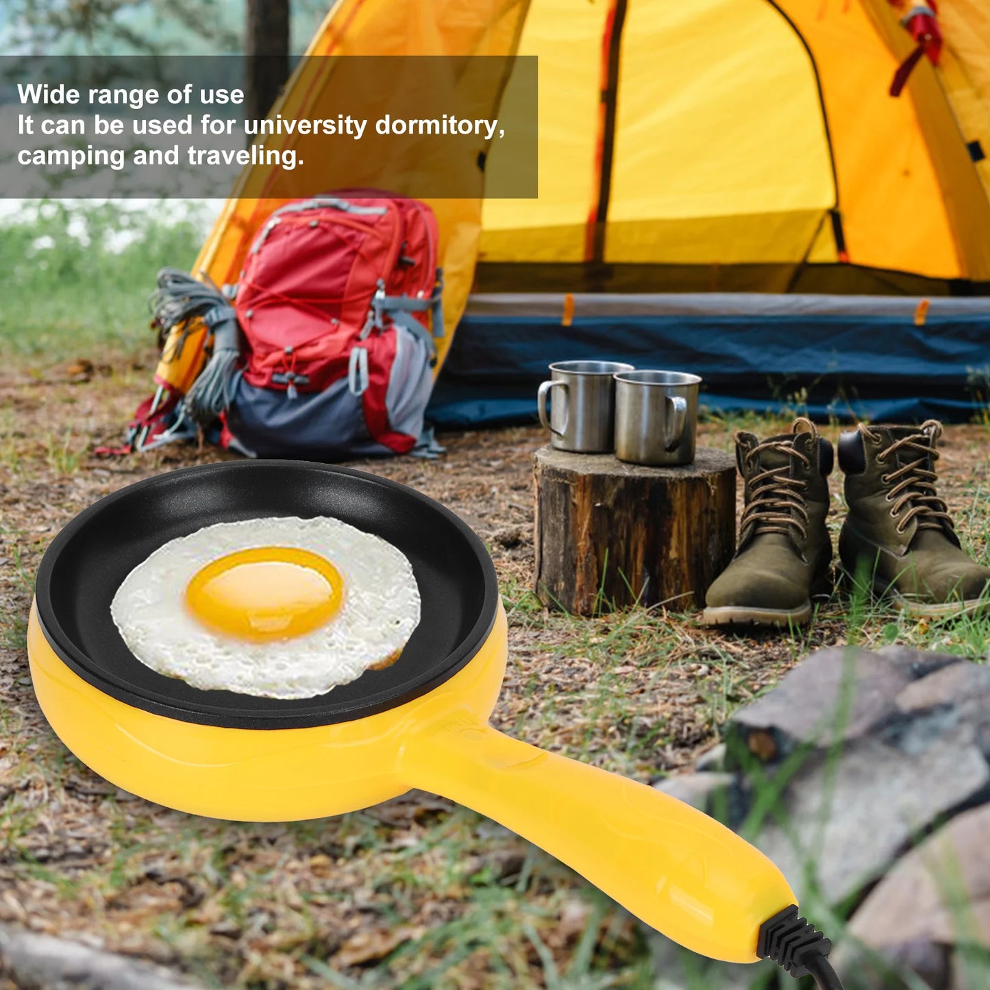 350W Mini Frying Pan Non‑Stick Fried Steak Pancake Egg Pan with Wooden Spatula Egg Frying Pan Kitchen Utensil Steak Frying Pan
