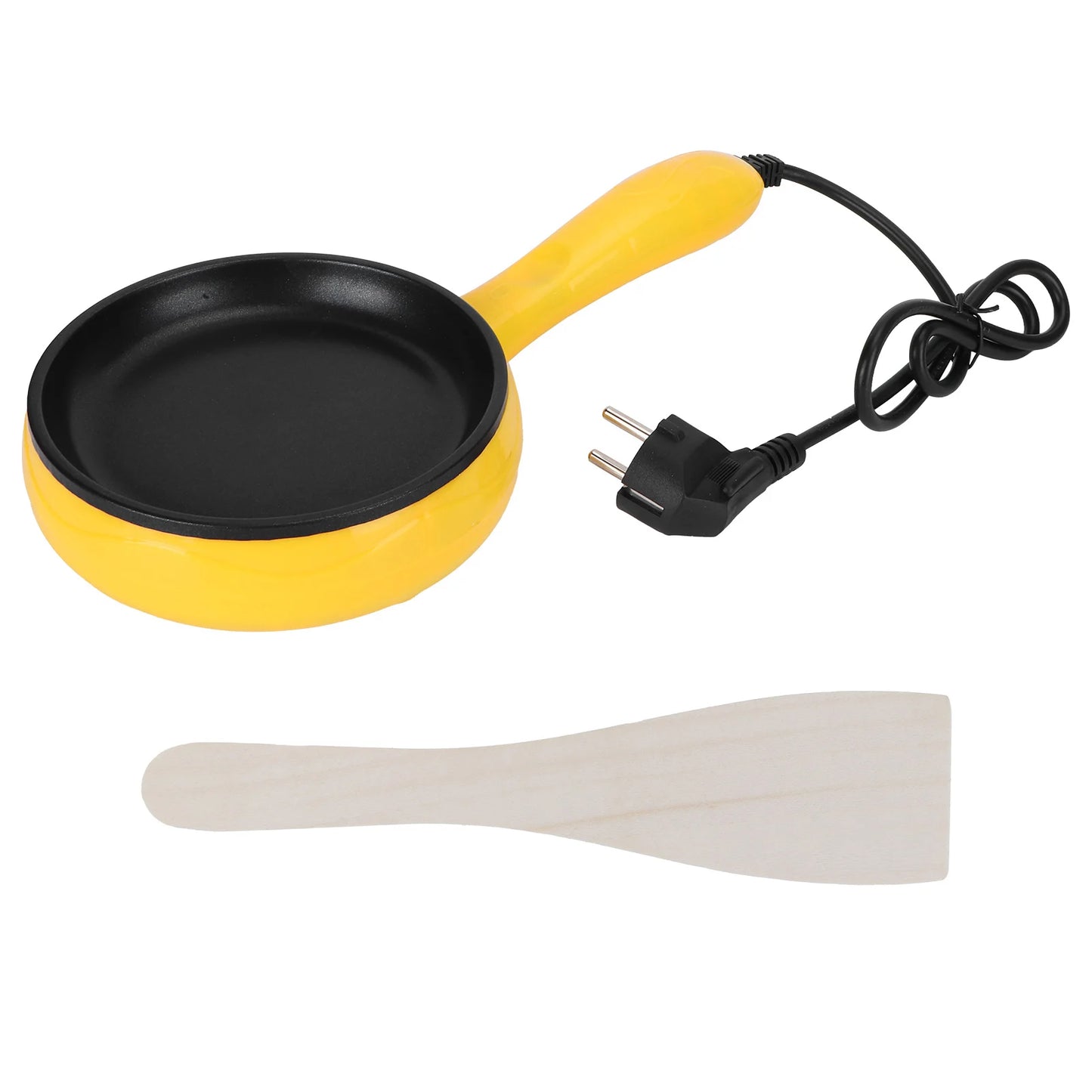 350W Mini Frying Pan Non‑Stick Fried Steak Pancake Egg Pan with Wooden Spatula Egg Frying Pan Kitchen Utensil Steak Frying Pan